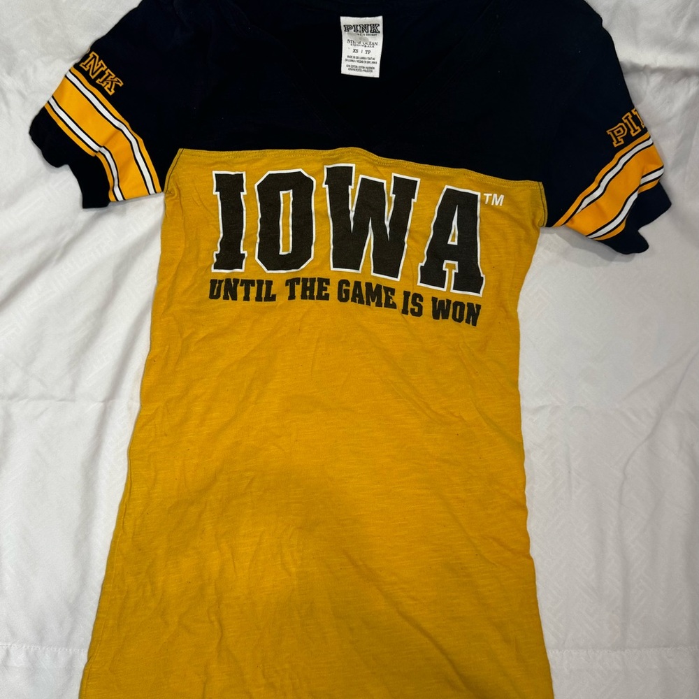 PINK Victoria's Secret Iowa Yellow and Black Tee